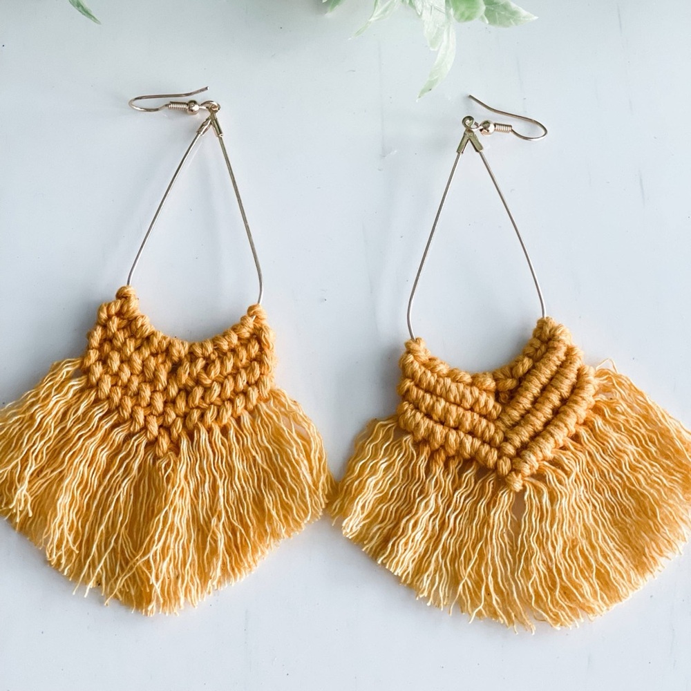 Mustard - Bohemian Style Woven Earrings